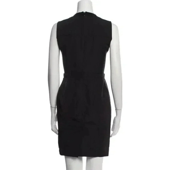 Proenza Schouler (8) Black Silk Crew Neck Sleeveless Grosgrain Sheath Mini Dress - Picture 2 of 13